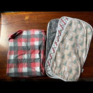 Copper pearl burp cloths and car seat cover